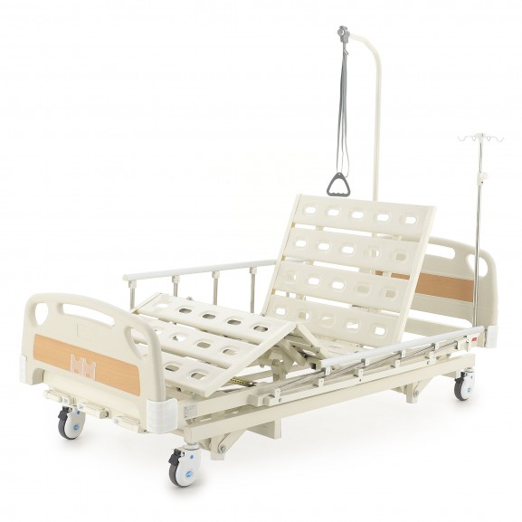 Кровать медицинская механическая с ростоматом и полкой ABS (3 функции) Мед-Мос E-31 - фото №3